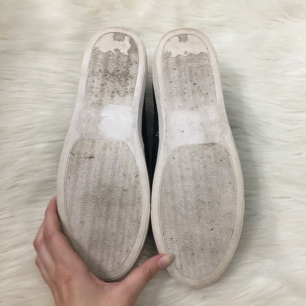 J Slides Navy Blue Glitter Slip On Sneakers Shoes - Picture 7 of 7